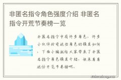 非匿名指令角色强度介绍 非匿名指令开荒节奏榜一览