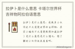 拉伊卜是什么意思 卡塔尔世界杯吉祥物阿拉伯语意思