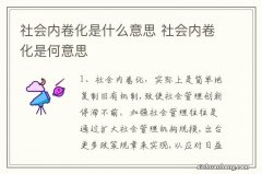 社会内卷化是什么意思 社会内卷化是何意思