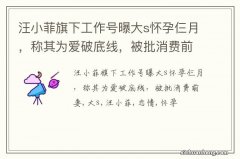 汪小菲旗下工作号曝大s怀孕仨月，称其为爱破底线，被批消费前妻