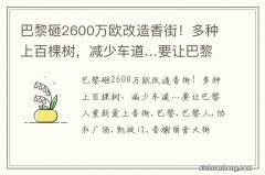 巴黎砸2600万欧改造香街！多种上百棵树，减少车道…要让巴黎人重新爱上香街