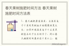 春天果树施肥时间方法 春天果树施肥时间方法表