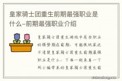 皇家骑士团重生前期最强职业是什么-前期最强职业介绍