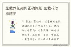 盆栽养花如何正确施肥 盆栽花怎样施肥