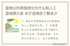 湿地公约将湿地分为什么和人工湿地两大类 关于湿地你了解多少