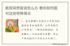 航班突然取消怎么办 教你如何面对这些特殊情况