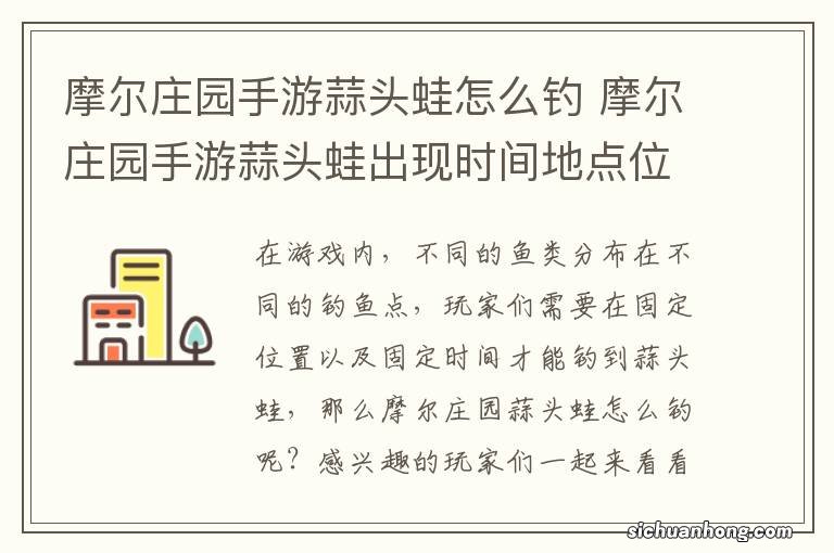 摩尔庄园手游蒜头蛙怎么钓 摩尔庄园手游蒜头蛙出现时间地点位置