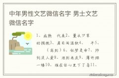 中年男性文艺微信名字 男士文艺微信名字