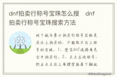 dnf拍卖行称号宝珠怎么搜　dnf拍卖行称号宝珠搜索方法