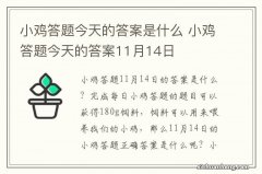 小鸡答题今天的答案是什么 小鸡答题今天的答案11月14日