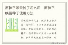 原神召唤雷种子怎么用　原神召唤雷种子使用方法