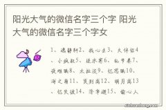 阳光大气的微信名字三个字 阳光大气的微信名字三个字女