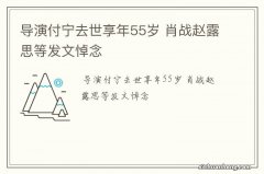 导演付宁去世享年55岁 肖战赵露思等发文悼念