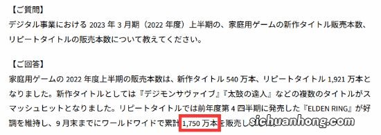 《老头环》全球销量破1750万份！一季度上涨近百万