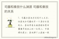 司藤和秦放什么渊源 司藤和秦放的关系