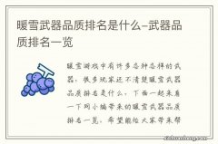 暖雪武器品质排名是什么-武器品质排名一览