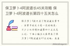 保卫萝卜4阿波道长45关攻略 保卫萝卜4阿波道长第四十五关怎么过