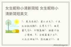 女生昵称小清新简短 女生昵称小清新简短英文