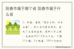 阳春市属于哪个省 阳春市属于什么省