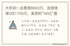 大年初一总票房6600万，流浪地球2仅1700万，吴京的“40亿”悬了