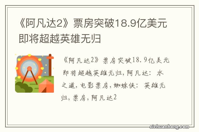 《阿凡达2》票房突破18.9亿美元 即将超越英雄无归