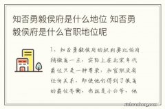 知否勇毅侯府是什么地位 知否勇毅侯府是什么官职地位呢