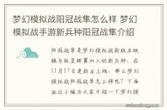 梦幻模拟战阳冠战隼怎么样 梦幻模拟战手游新兵种阳冠战隼介绍