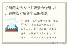 求川藏南线各个主要景点介绍 求川藏南线介绍各个主要景点