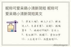 昵称可爱呆萌小清新简短 昵称可爱呆萌小清新简短英文