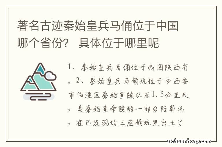 著名古迹秦始皇兵马俑位于中国哪个省份？ 具体位于哪里呢