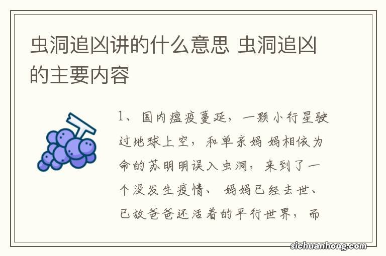 虫洞追凶讲的什么意思 虫洞追凶的主要内容