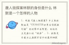 唐人街探案林默的身份是什么 林默是一个怎样的人物