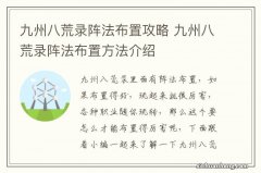 九州八荒录阵法布置攻略 九州八荒录阵法布置方法介绍