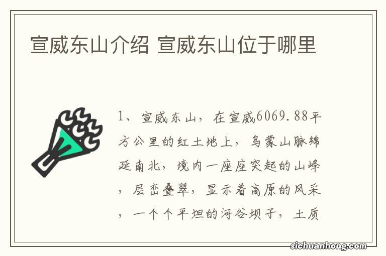 宣威东山介绍 宣威东山位于哪里