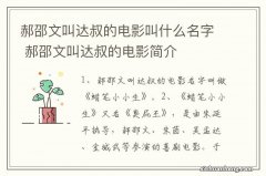 郝邵文叫达叔的电影叫什么名字 郝邵文叫达叔的电影简介