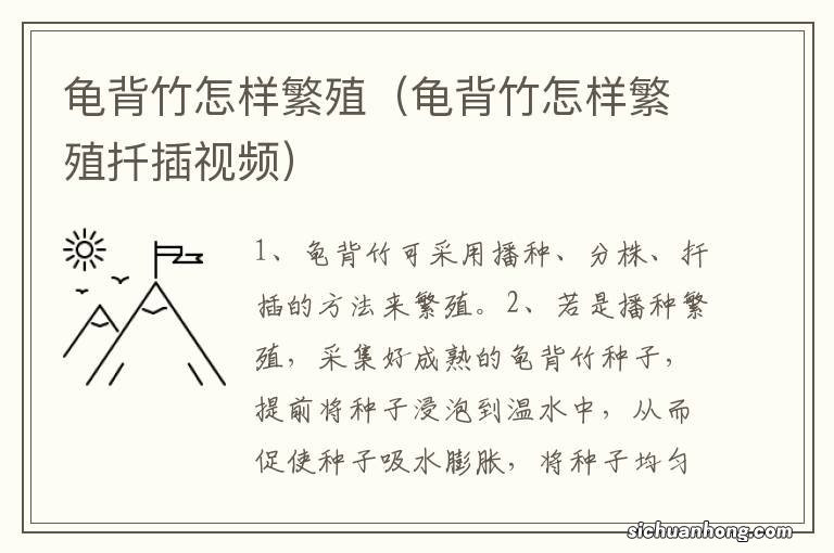 龟背竹怎样繁殖扦插视频 龟背竹怎样繁殖