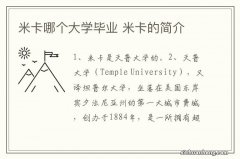 米卡哪个大学毕业 米卡的简介