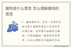 撤档是什么意思 怎么理解撤档的意思