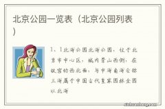 北京公园列表 北京公园一览表