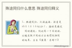 殊途同归什么意思 殊途同归释义