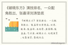 《破晓东方》演技排名，一众配角胜出，张嘉译刘涛垫底