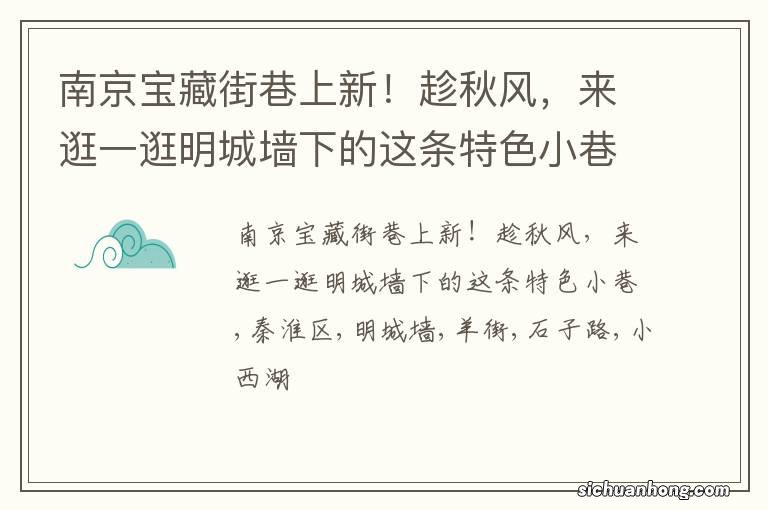 南京宝藏街巷上新！趁秋风，来逛一逛明城墙下的这条特色小巷