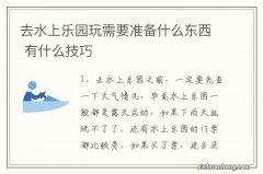 去水上乐园玩需要准备什么东西 有什么技巧