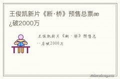 王俊凯新片《断·桥》预售总票房破2000万