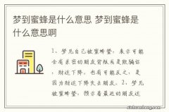 梦到蜜蜂是什么意思 梦到蜜蜂是什么意思啊