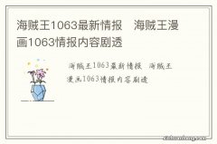 海贼王1063最新情报海贼王漫画1063情报内容剧透