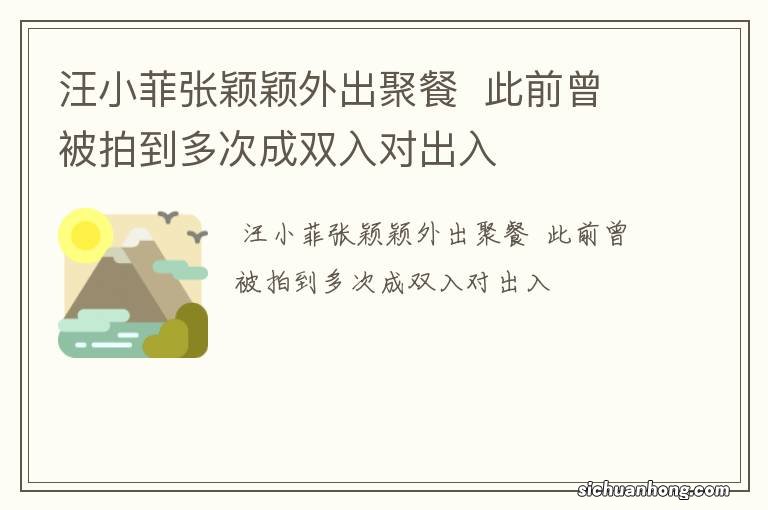 汪小菲张颖颖外出聚餐此前曾被拍到多次成双入对出入