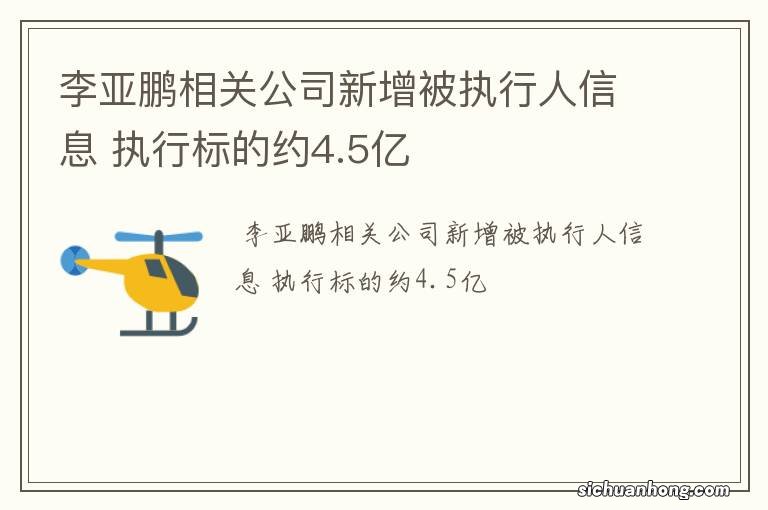 李亚鹏相关公司新增被执行人信息 执行标的约4.5亿