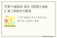 芒果TV被起诉 因欠《密室大逃脱》第二季制作方费用