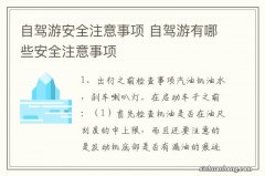 自驾游安全注意事项 自驾游有哪些安全注意事项